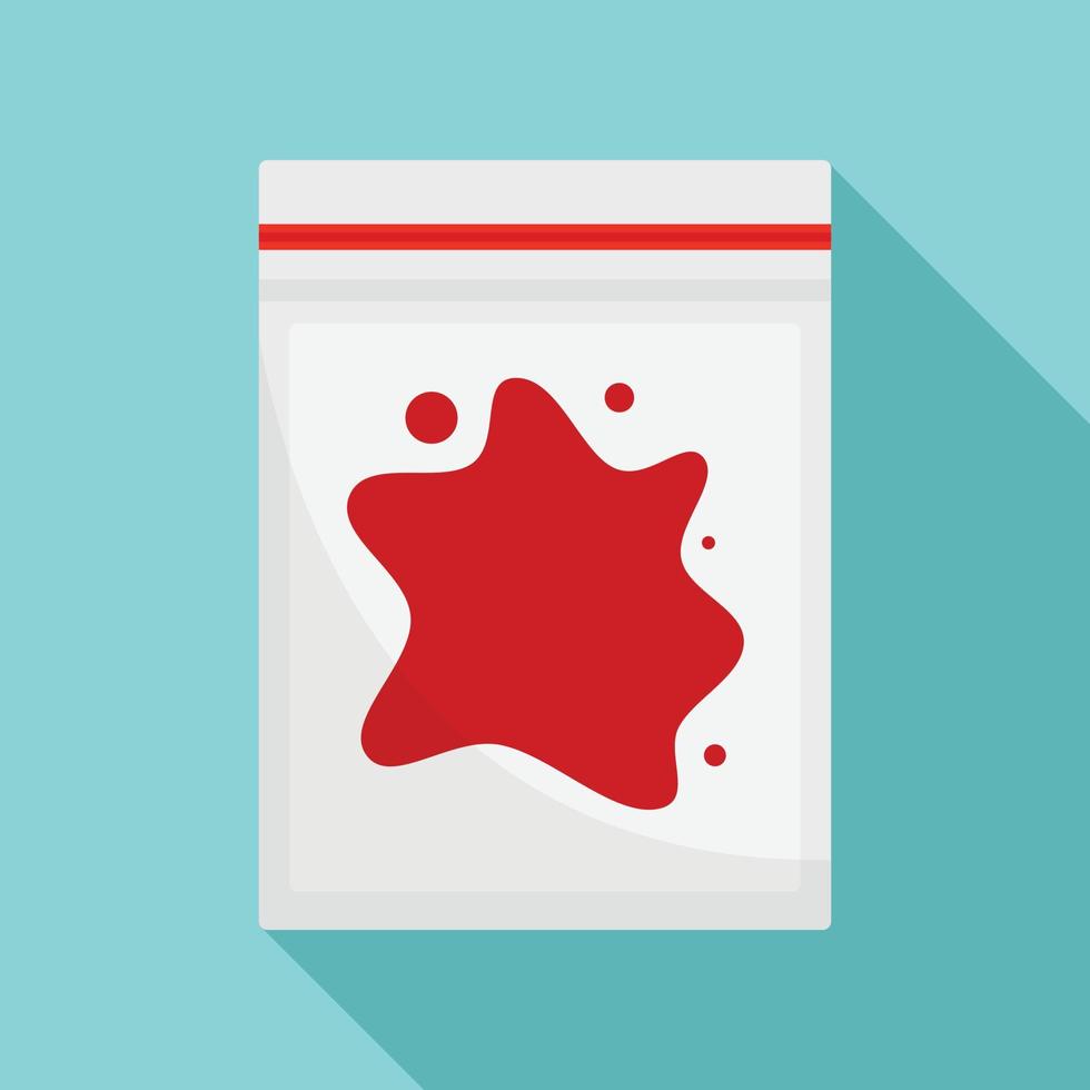 Blood package forensic lab icon, flat style vector