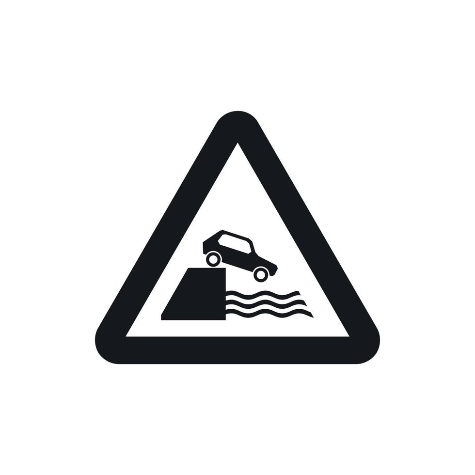 Riverbank traffic sign icon, simple style vector