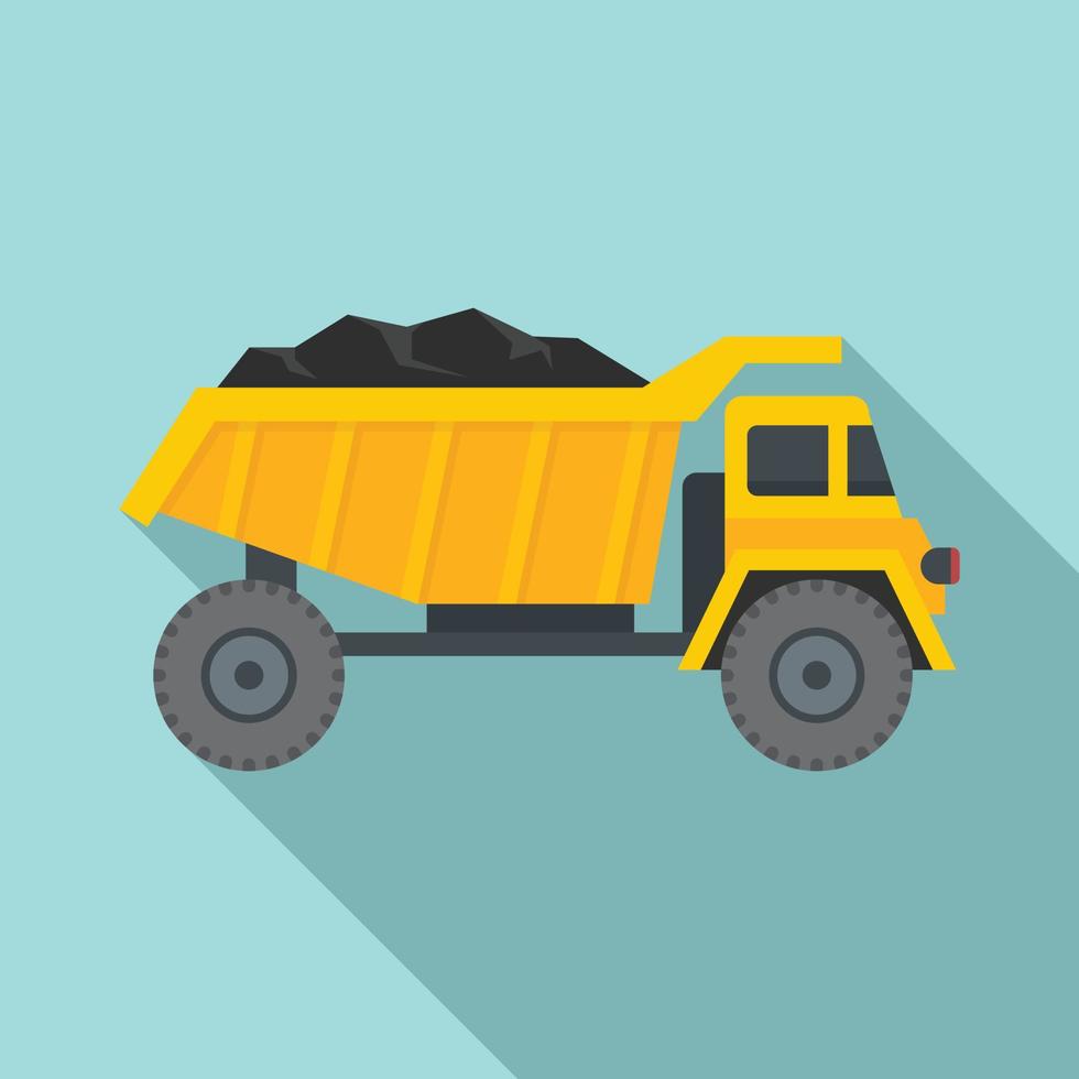 Coal dump truck icon, flat style vector