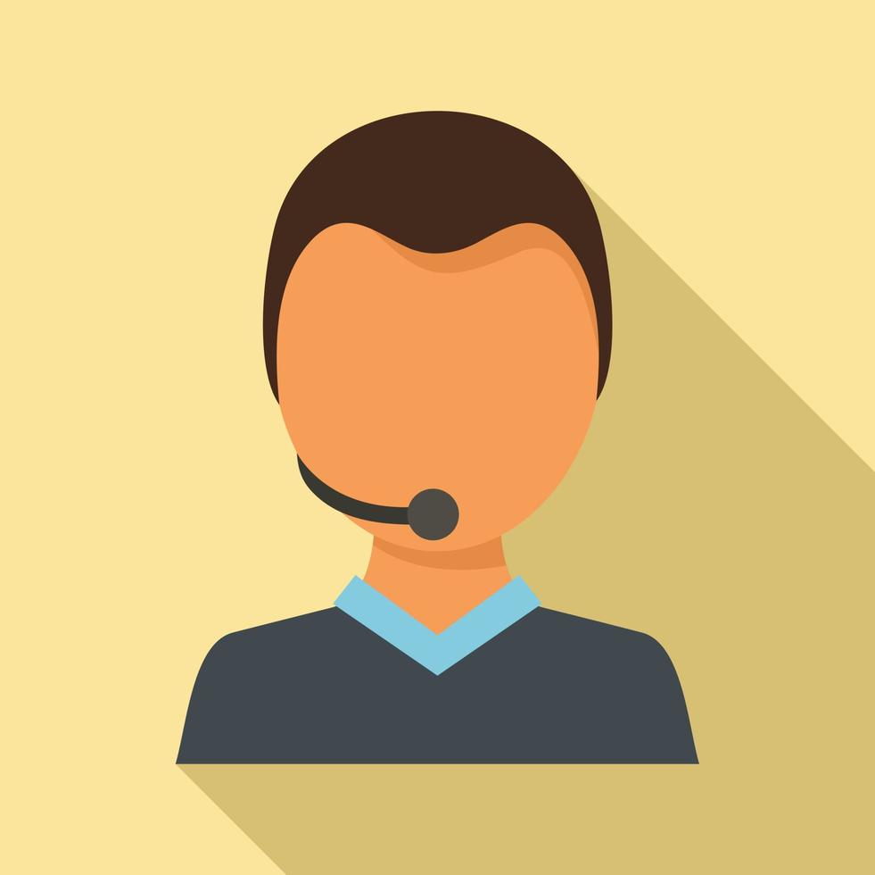 Customer man support icon, flat style vector