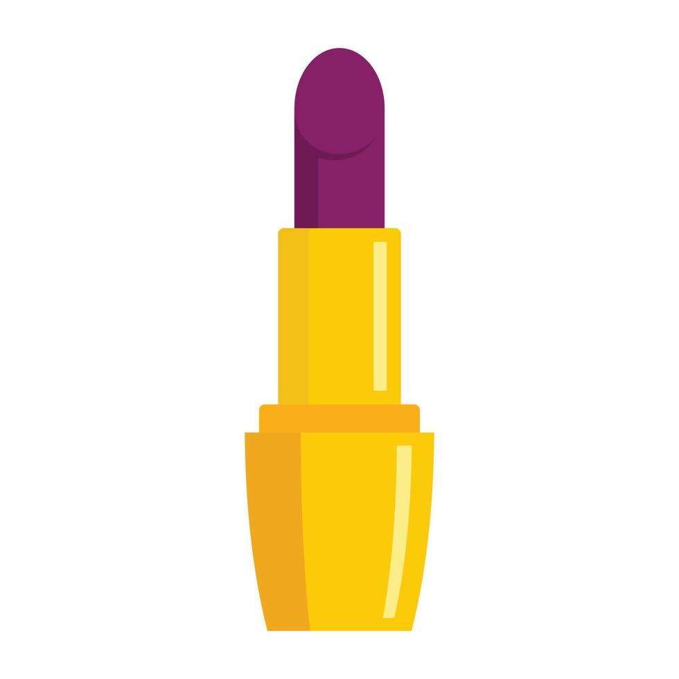 icono de lápiz labial dorado, tipo plano vector