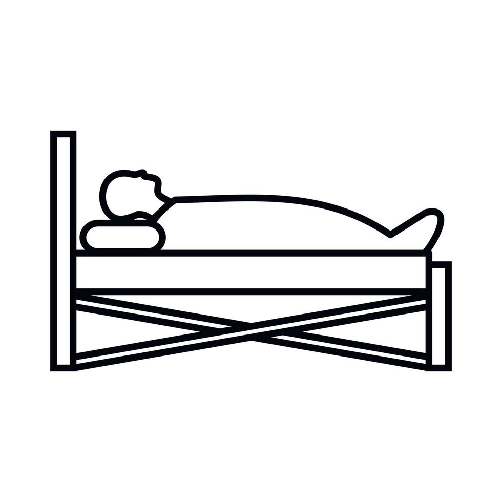 Patient in bed in hospital icon, outline style vector