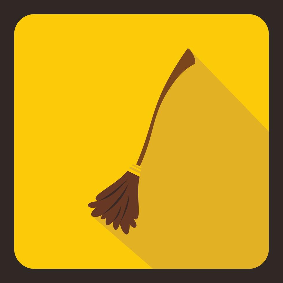 Witch broom icon, flat style vector