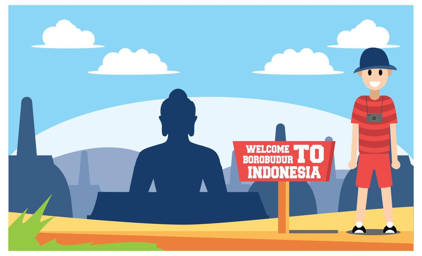 flat illustration of amazing tourist attractions in Indonesia, Vector Isometric Illustration Suitable for Diagrams, Infographics, And Other Graphic assets