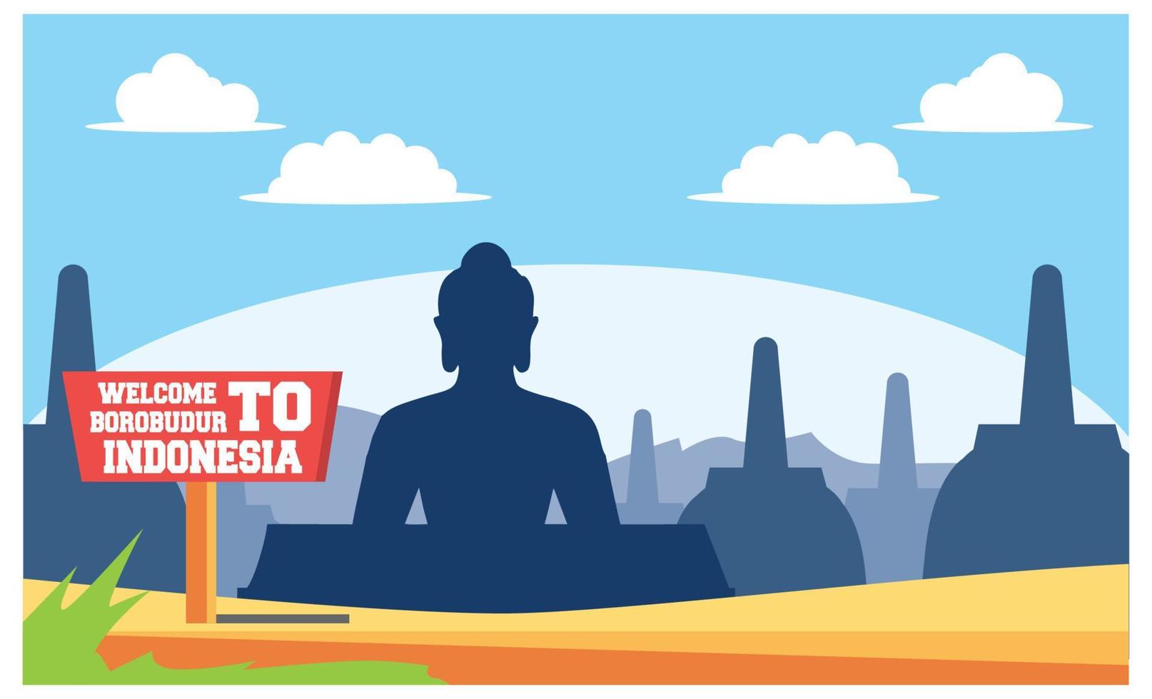 flat illustration of amazing tourist attractions in Indonesia, Vector Isometric Illustration Suitable for Diagrams, Infographics, And Other Graphic assets