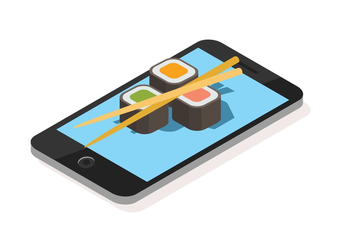 3D Isometric Flat Vector Concept of, Restaurant and Cafe Online Food Order App with Smartphone.  Suitable for Diagrams, Infographics, And Other Graphic assets
