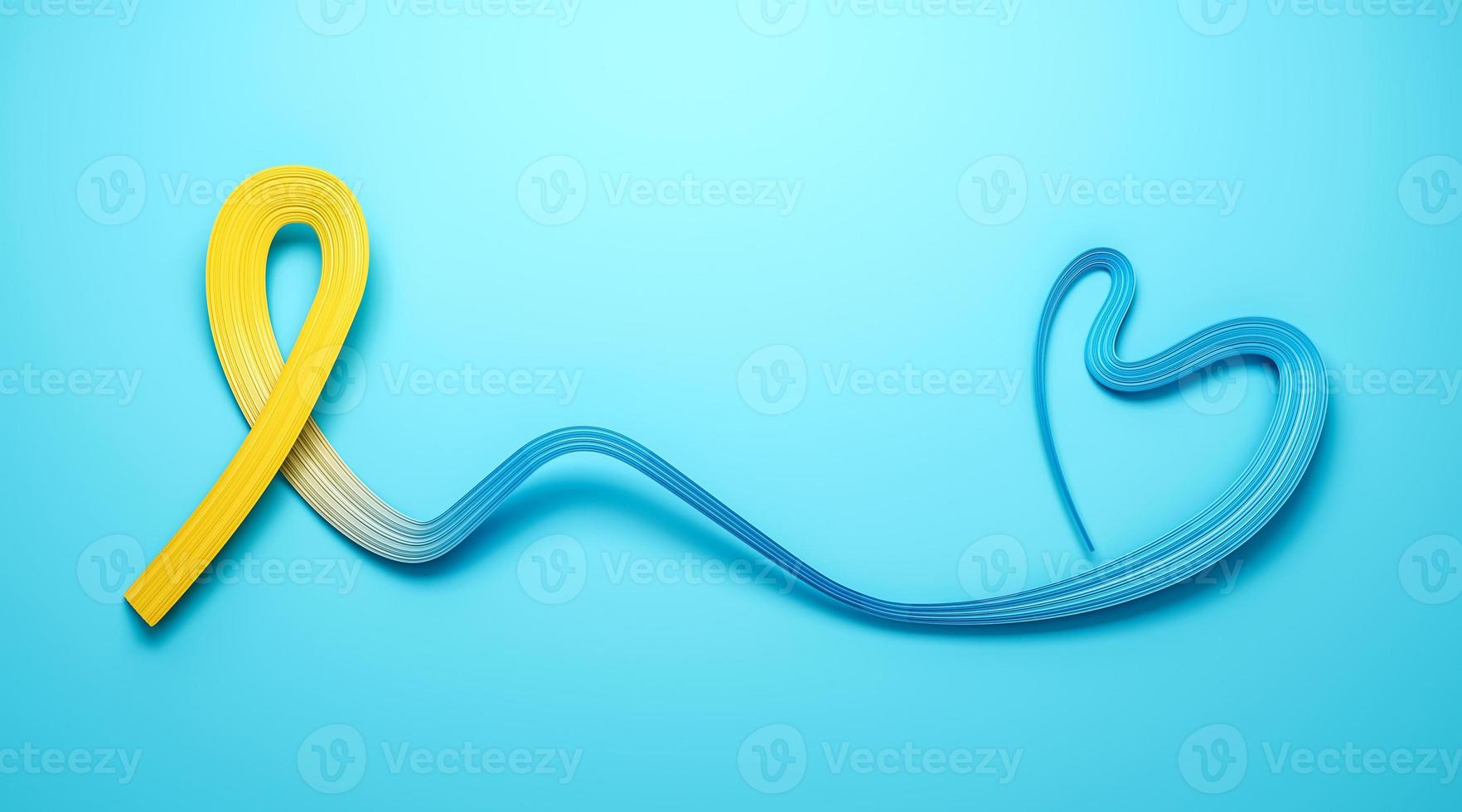 Kazakhstan Flag colors making bow to heart with ribbon 3d Illustration photo