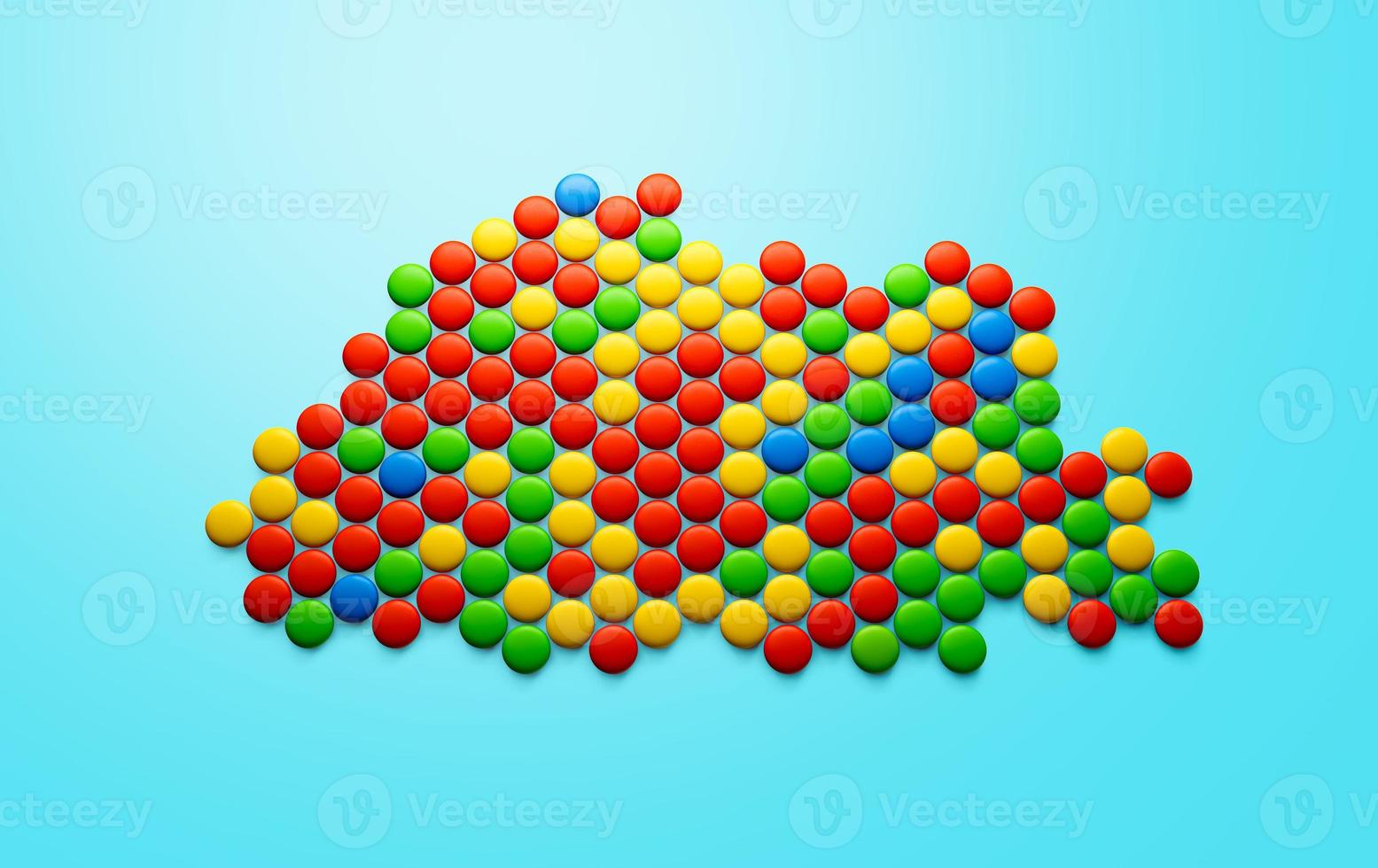 Bhutan multicolored sweet candy Dragees in shape of Bhutanese map isolated on white background. 3d illustration photo
