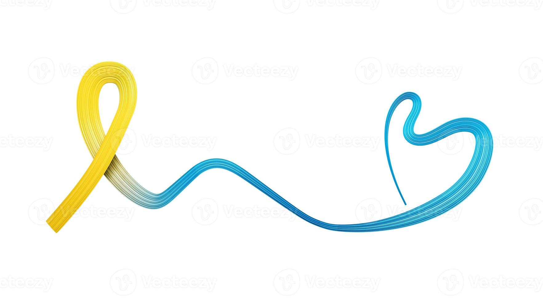 Kazakhstan Flag colors making bow to heart with ribbon 3d Illustration photo