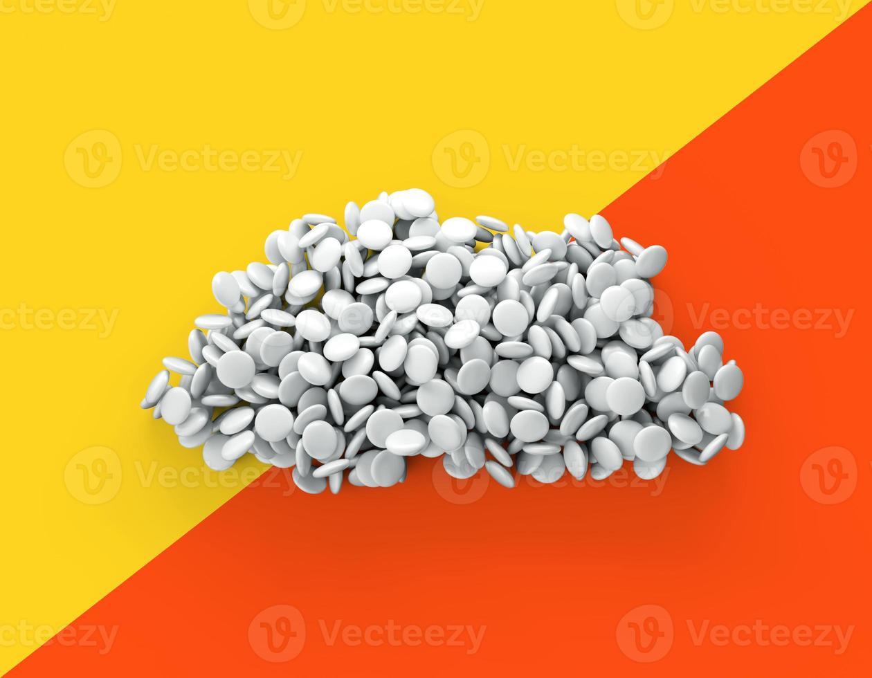 Bhutan White sweet candy Dragees in shape of Bhutan map isolated background. 3d illustration photo