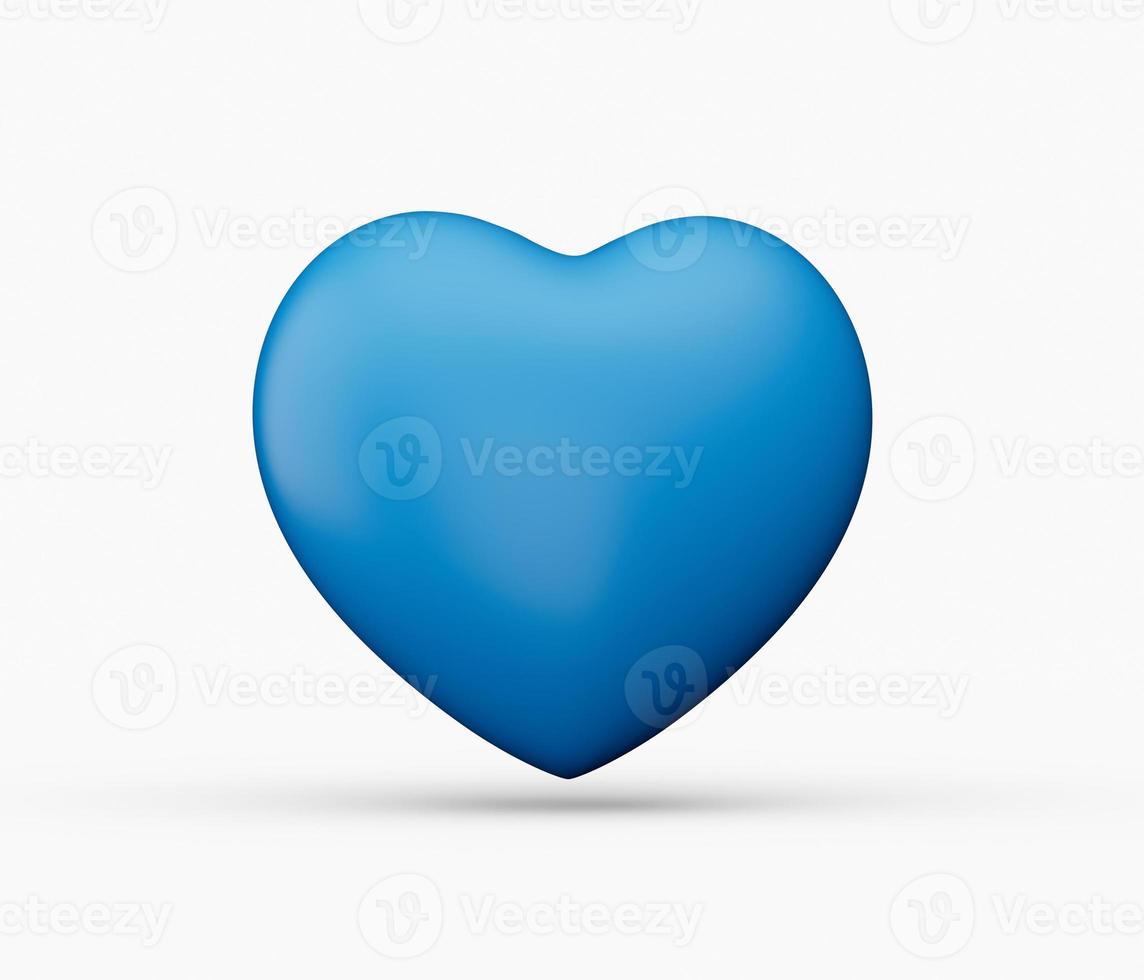 corazón azul icono 3d aislado sobre fondo blanco ilustración 3d foto