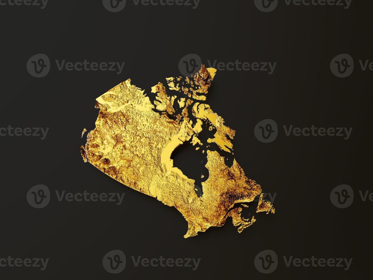 Canada Map Golden metal Color Height map Background 3d illustration photo