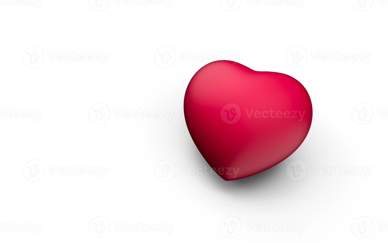 Red heart shape isolated on white 3d illustration photo