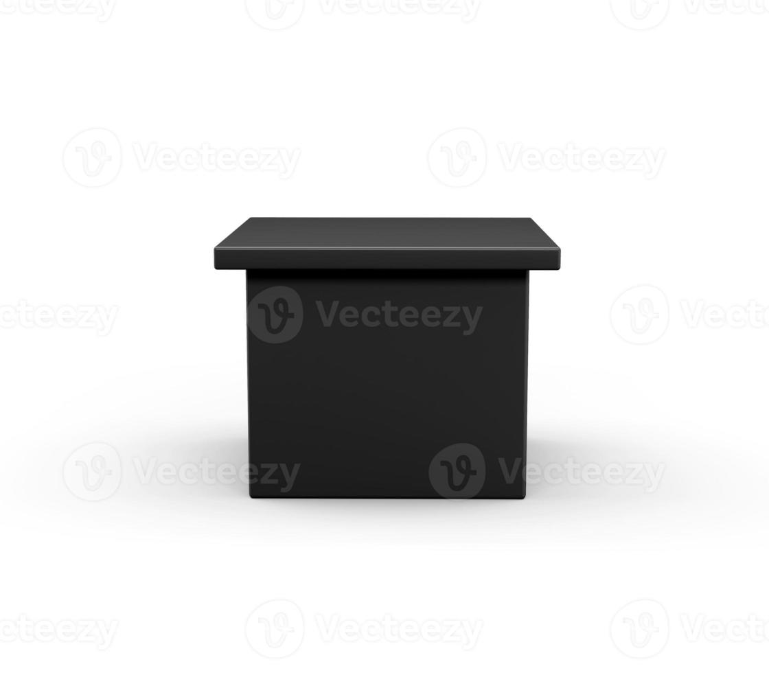 Black cube Podium isolated on a white background. Square 3D box for object placement, or product presentation 3d illustration photo