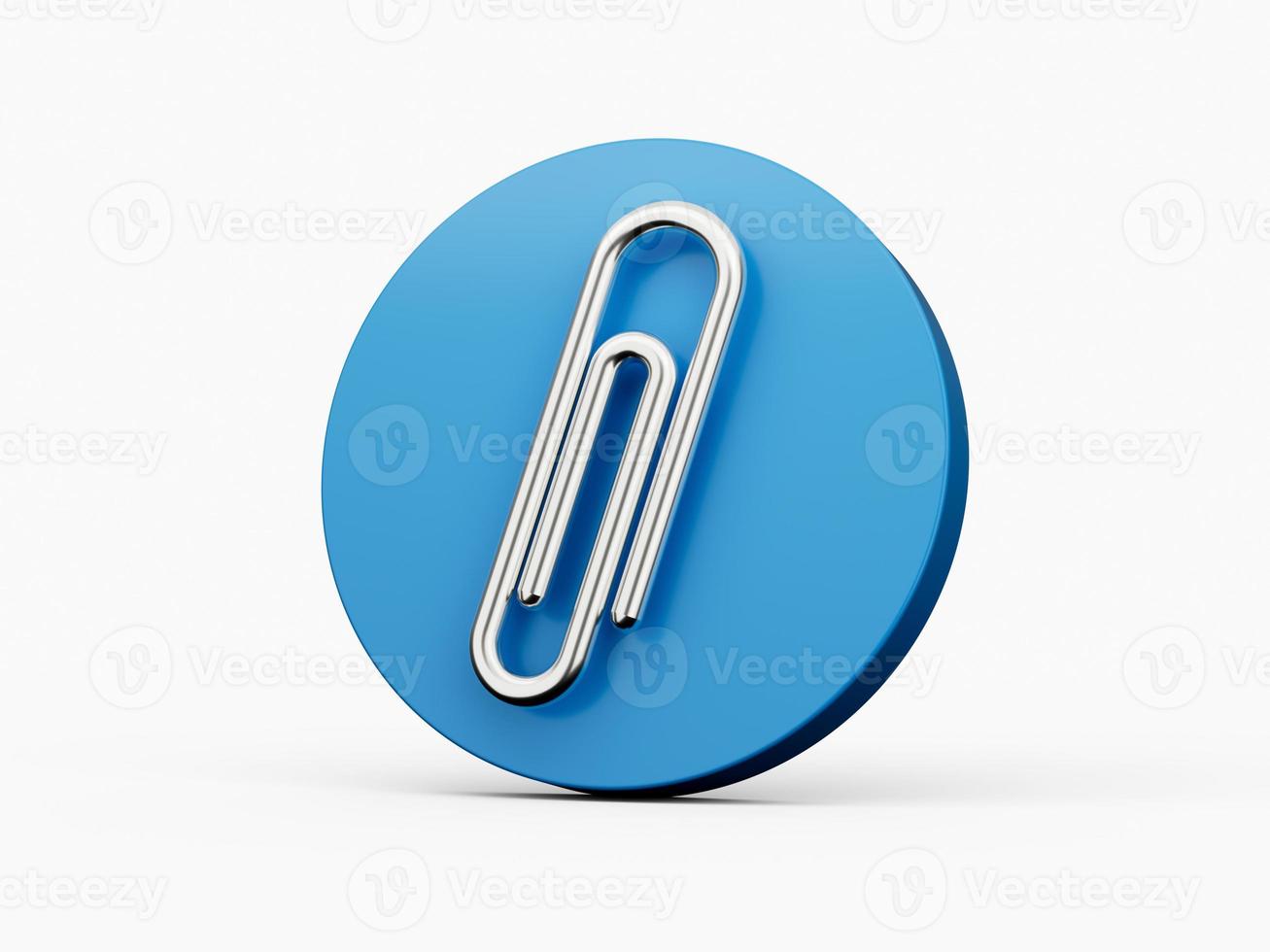 Metal Paper clip with Blue circle icon on white background 3d illustration photo