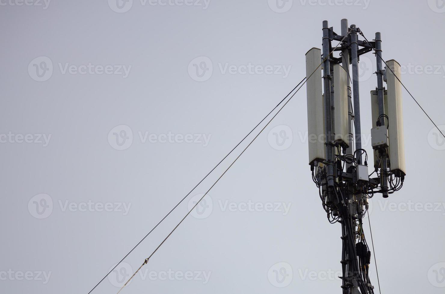 Cellular Antennas on the roof. Telecommunication tower of 4G and 5G cellular photo