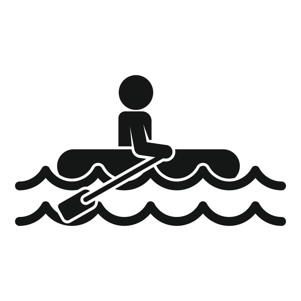 Man boat flood icon, simple style vector