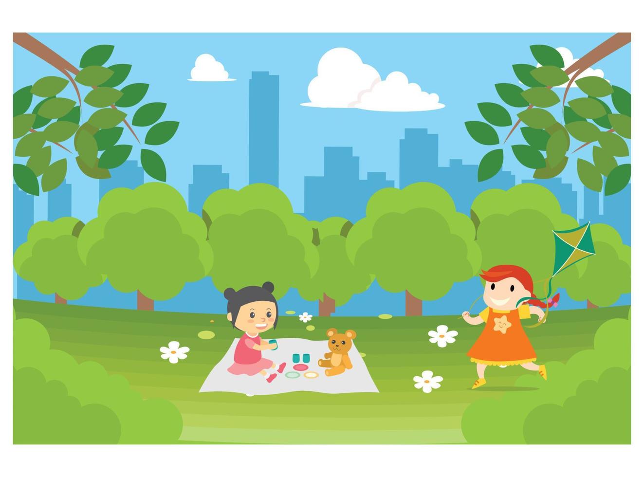 flat illustrations activities outside in park vector illustration. Suitable for Diagrams, Infographics, And Other Graphic assets