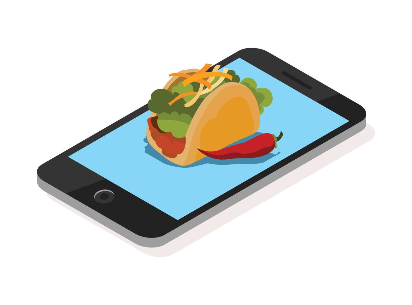 3D Isometric Flat Vector Concept of, Restaurant and Cafe Online Food Order App with Smartphone.  Suitable for Diagrams, Infographics, And Other Graphic assets