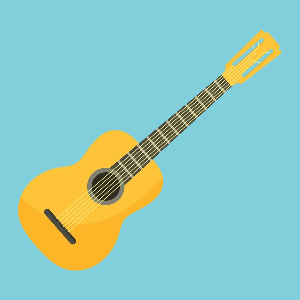 Acoustic guitar icon, flat style vector