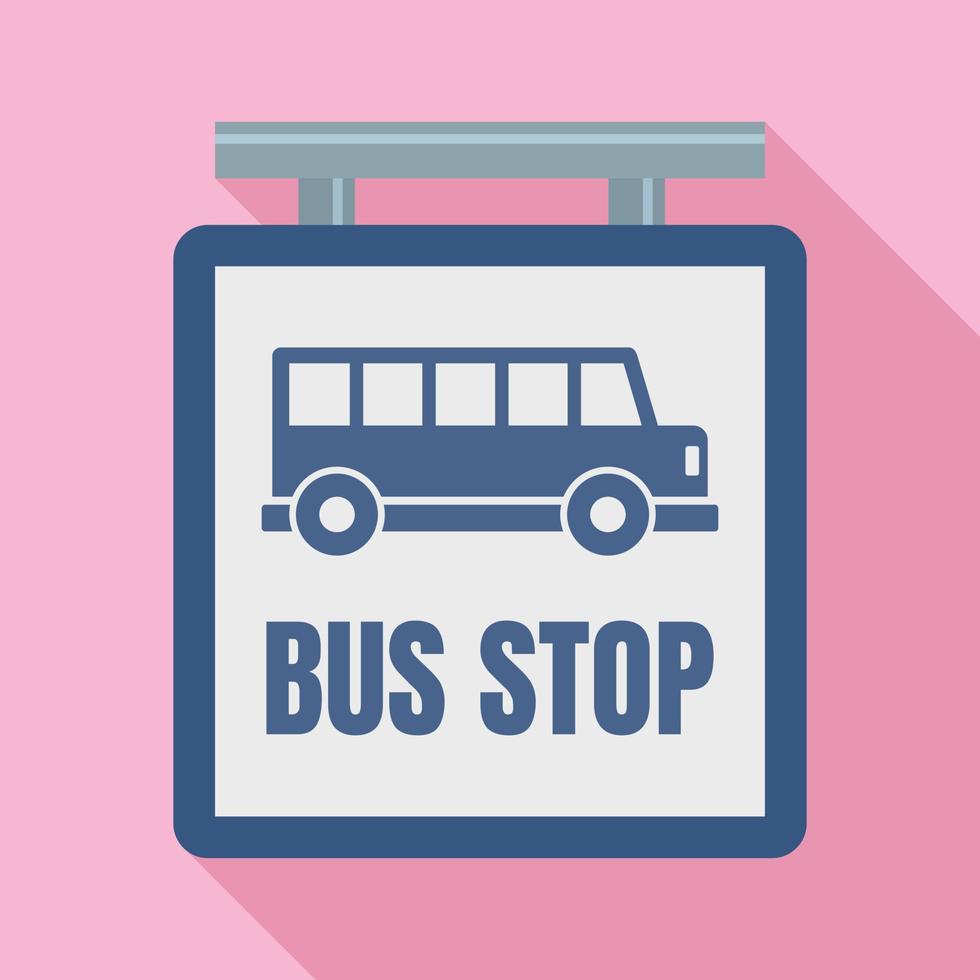 Bus stop station sign icon, flat style vector