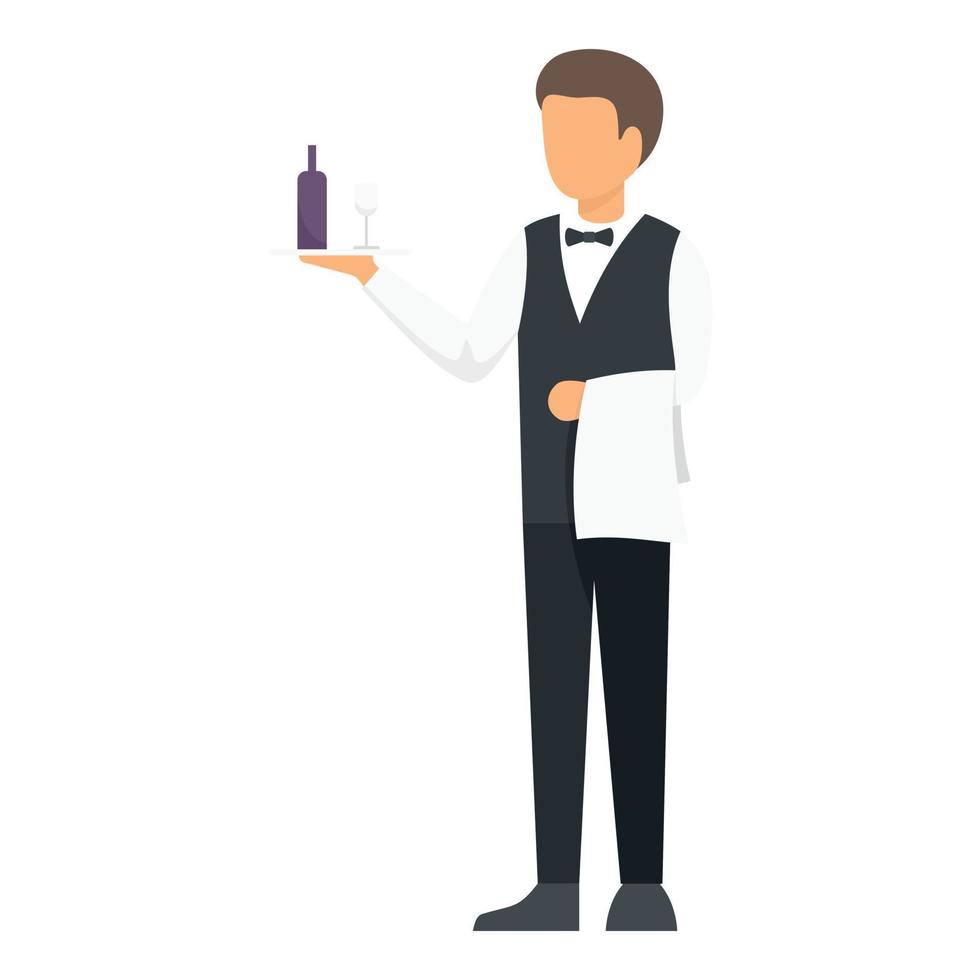 Man waiter icon, flat style vector