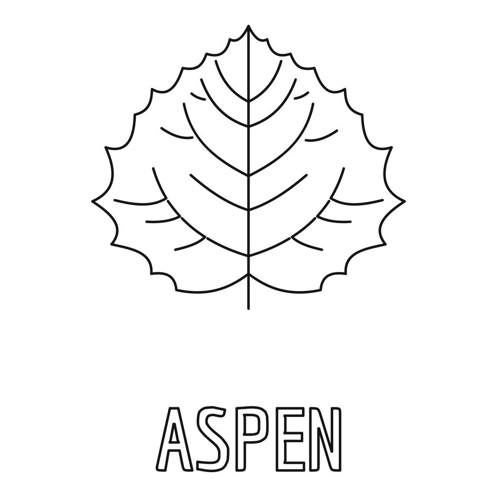 Aspen leaf icon, outline style. vector