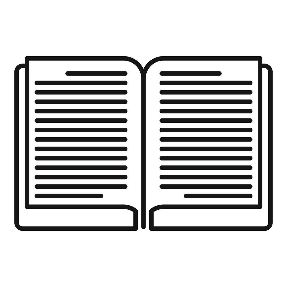 Open book icon, outline style vector