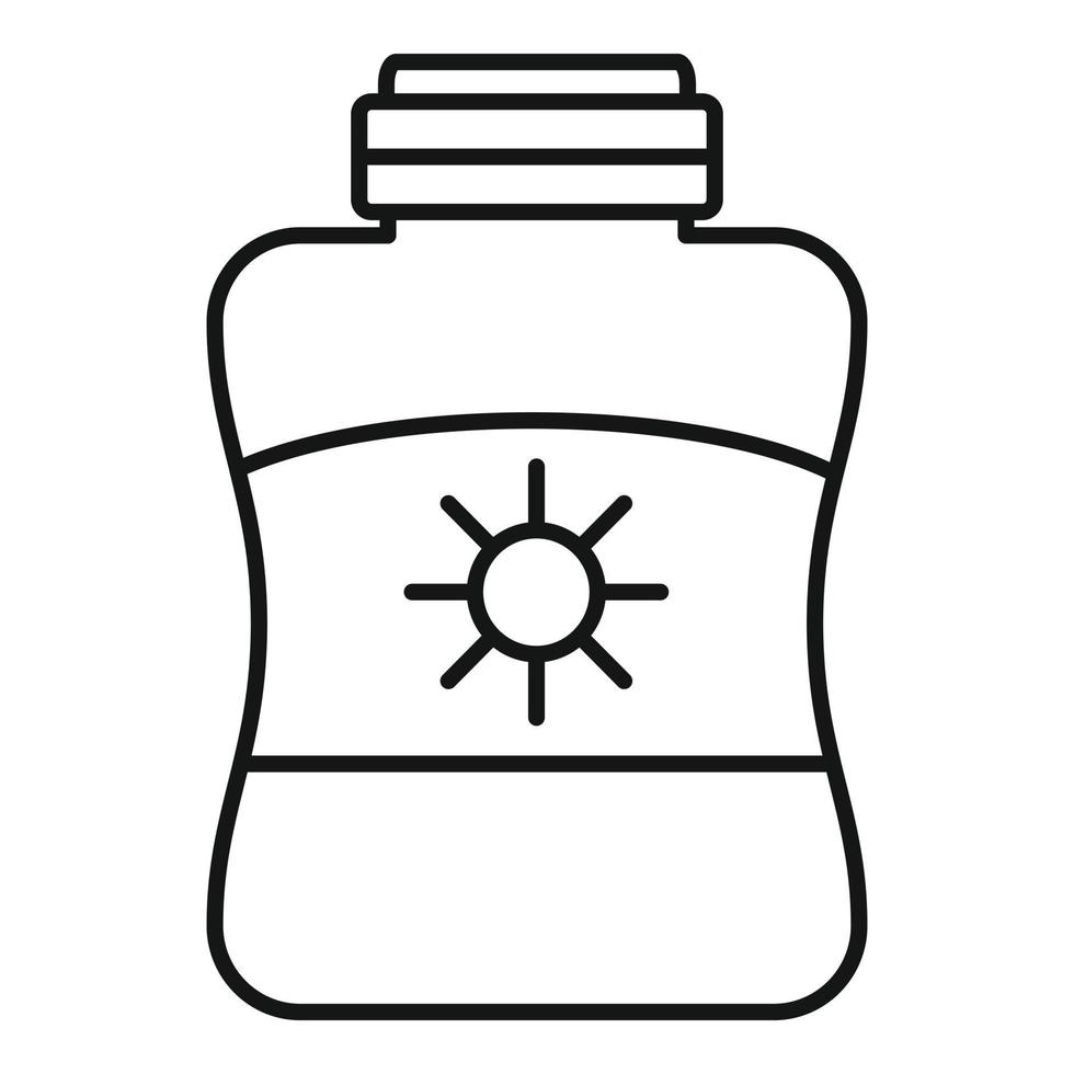 Sun protection cream jar icon, outline style vector