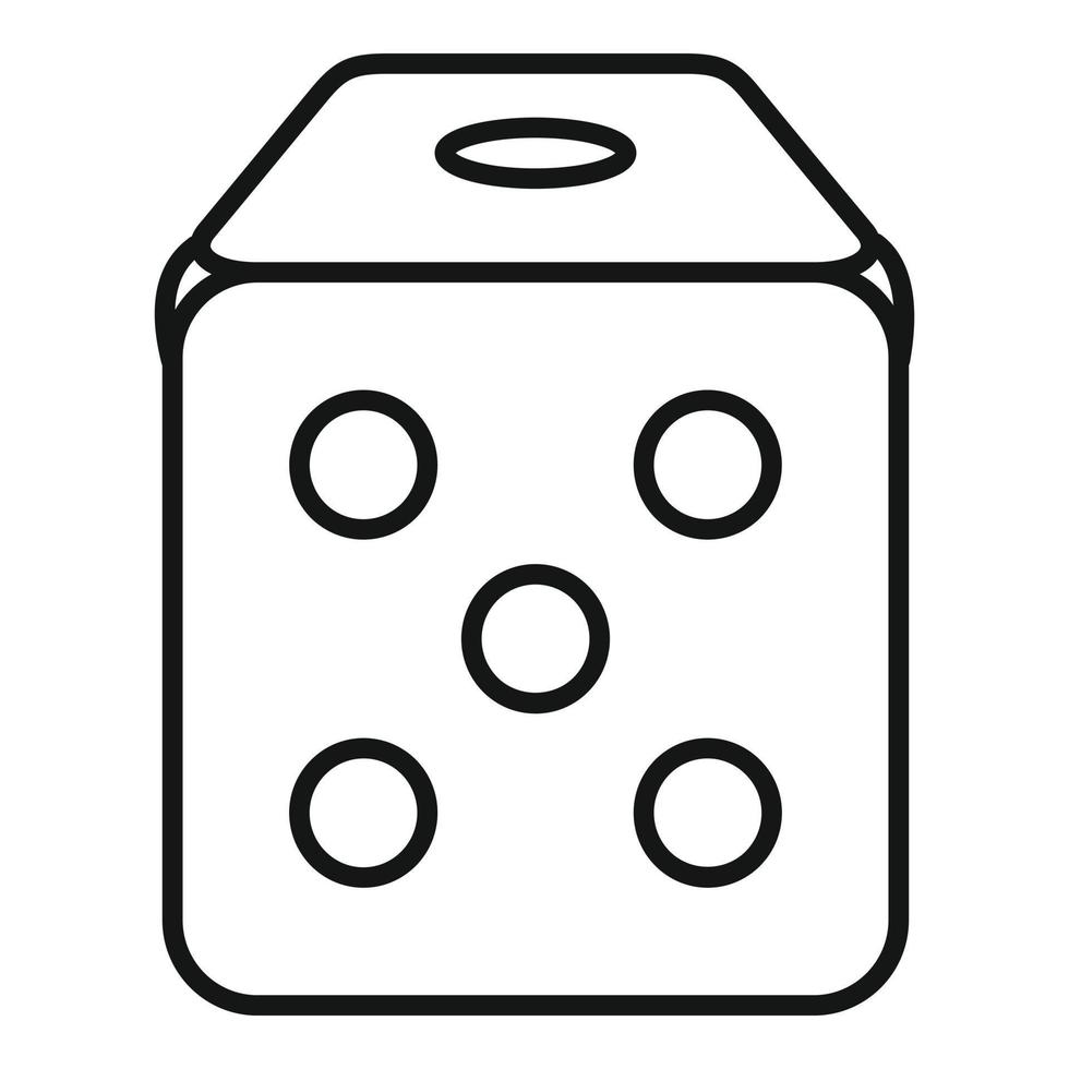 Dice cube icon, outline style vector