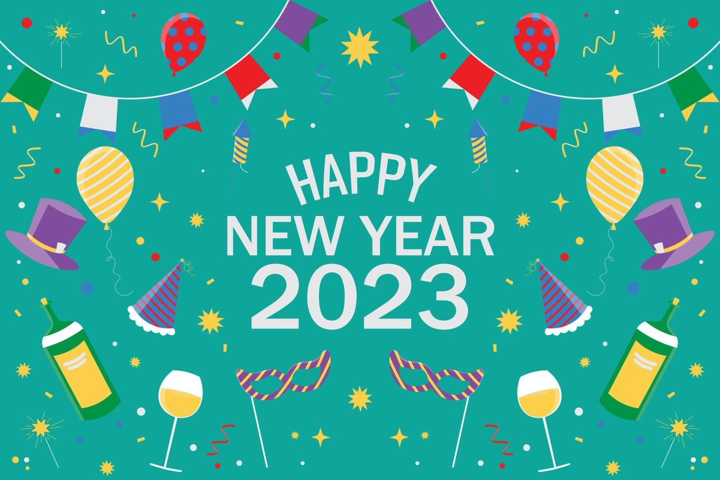 New year 2023 background. Design with flat. vector