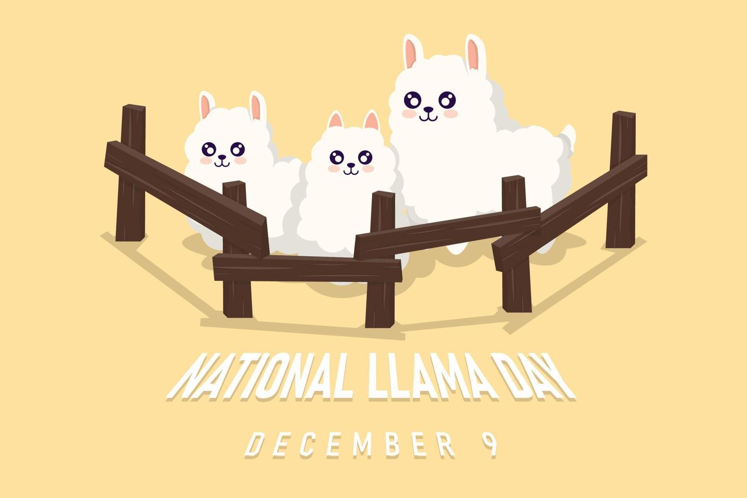 National Llama Day background. Design with llama and fence. vector