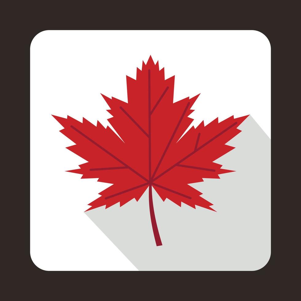 Red maple leaf icon in flat style vector