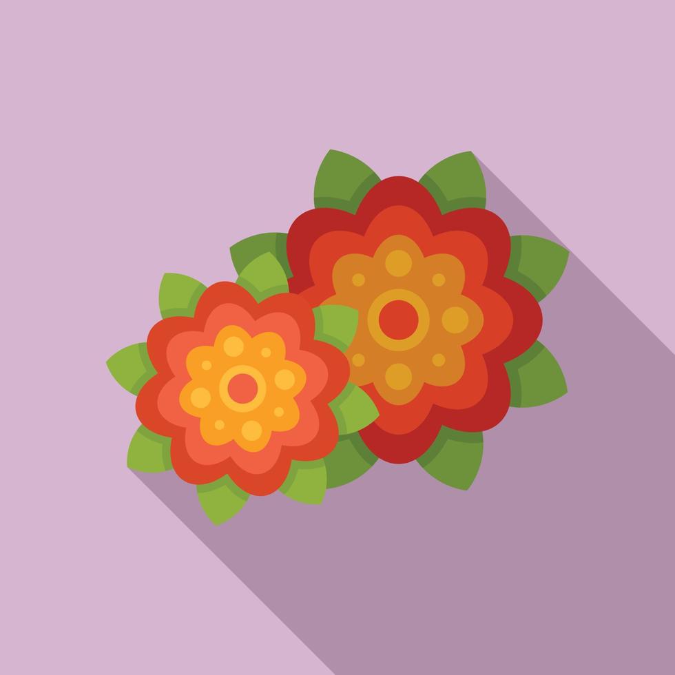 Mexican flowers icon, flat style vector