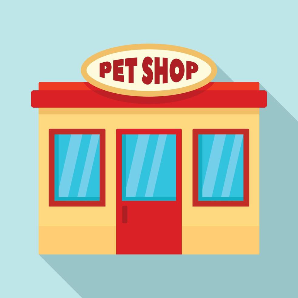 Pet street shop icon, flat style vector