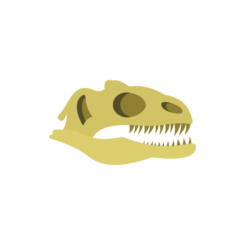 icono de cráneo de dinosaurio, tipo plano vector