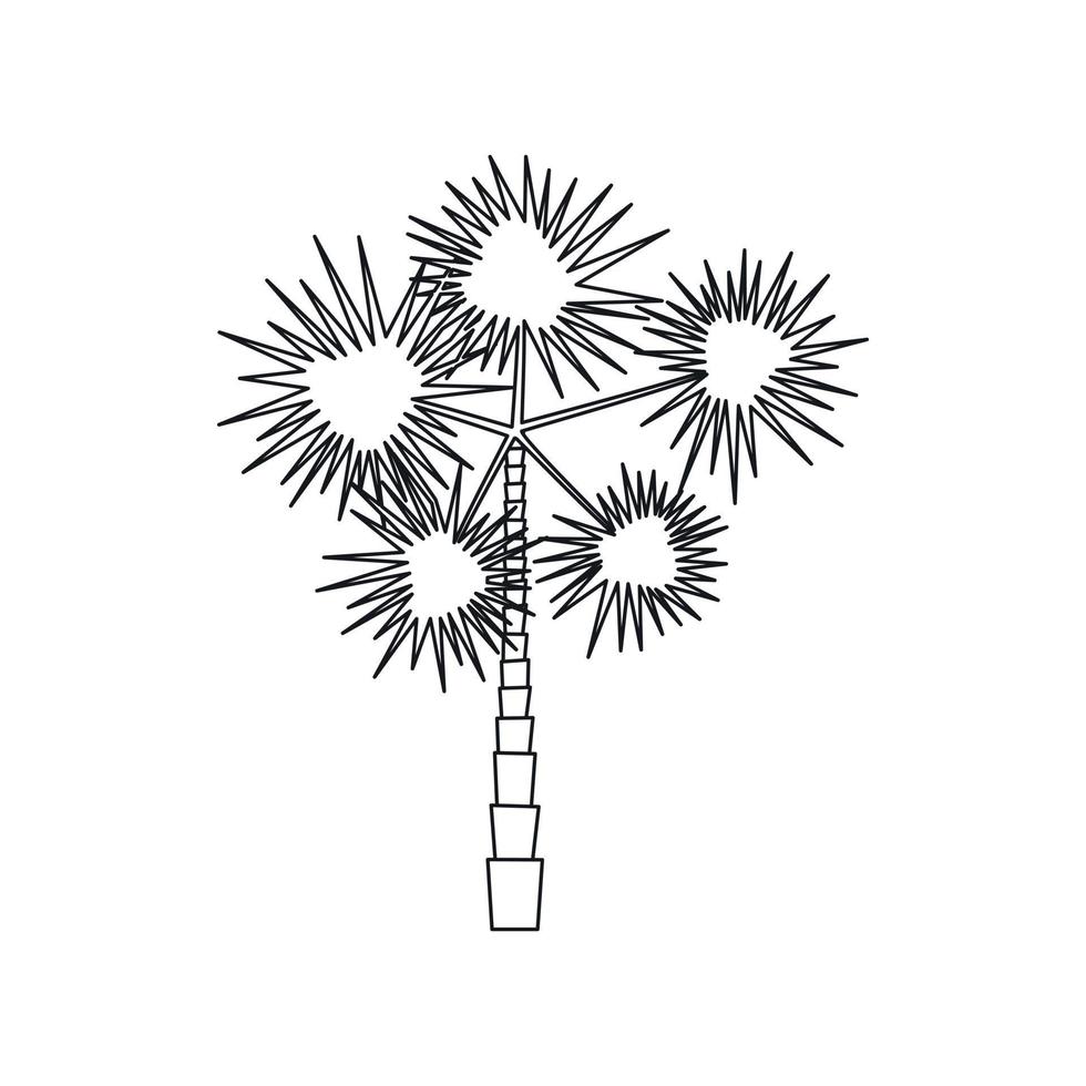 Spiny tropical palm tree icon, outline style vector