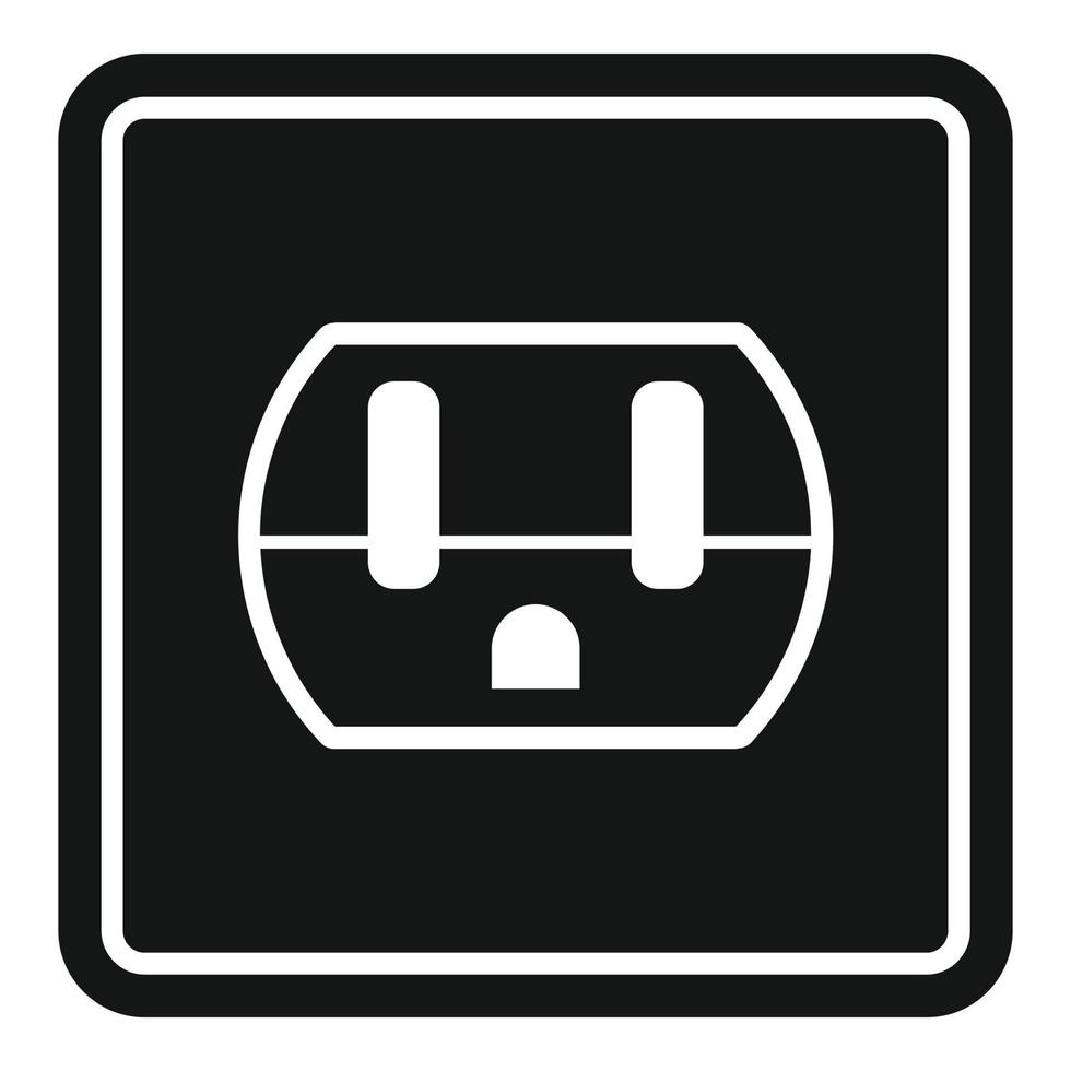 Device power socket icon, simple style vector
