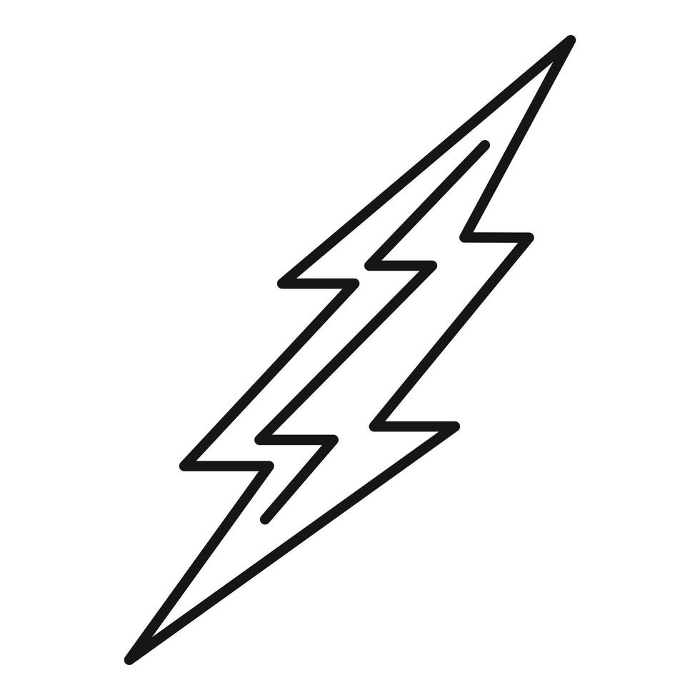 Warning lightning bolt icon, outline style vector