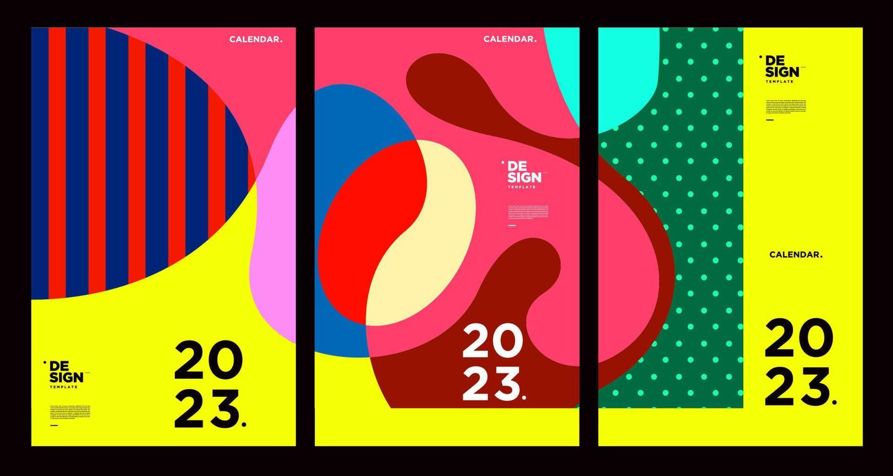 New year 2023 calendar design template with geometric colorful abstract. Vector calendar design.