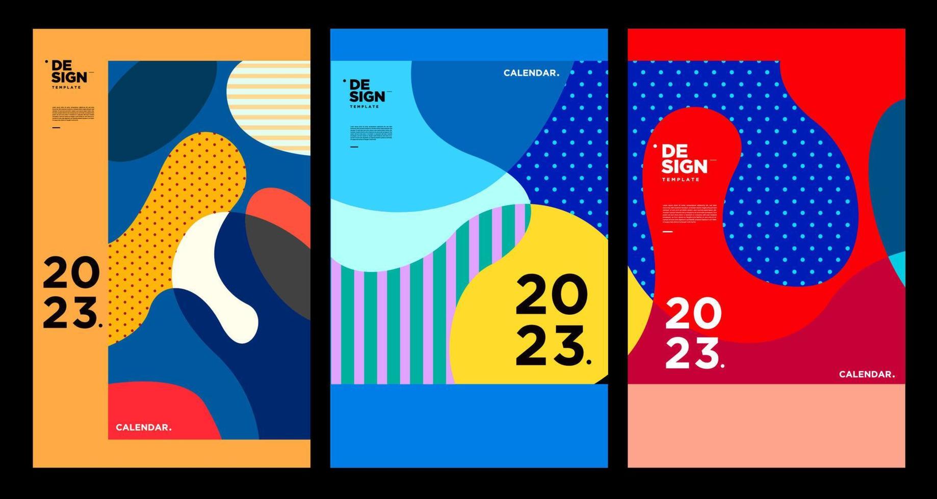 New year 2023 calendar design template with geometric colorful abstract. Vector calendar design.