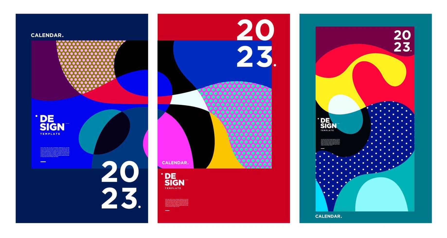 plantilla de diseño de calendario de año nuevo 2023 con abstracto colorido geométrico. diseño de calendario vectorial. vector