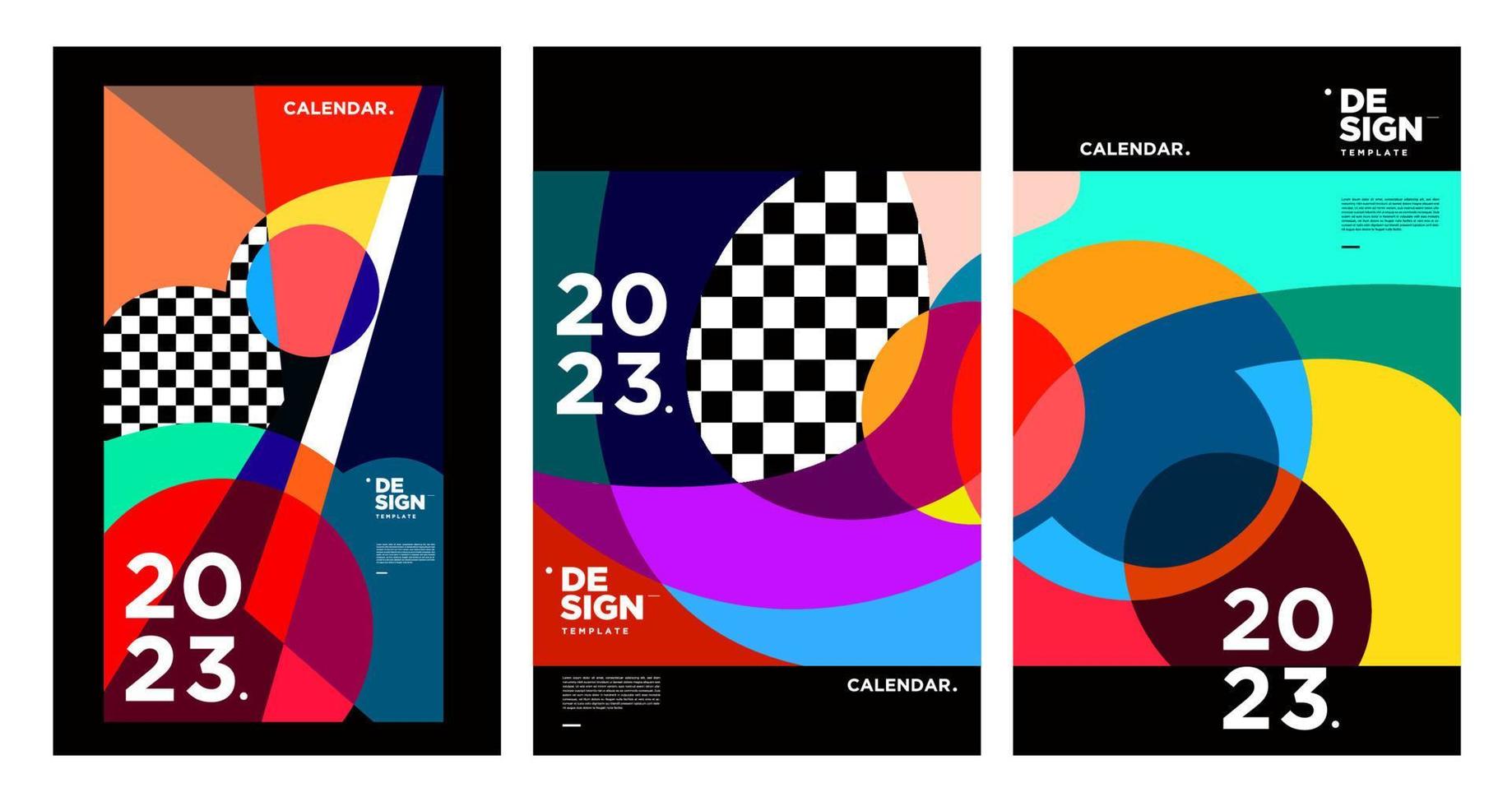 New year 2023 calendar design template with geometric colorful abstract. Vector calendar design.