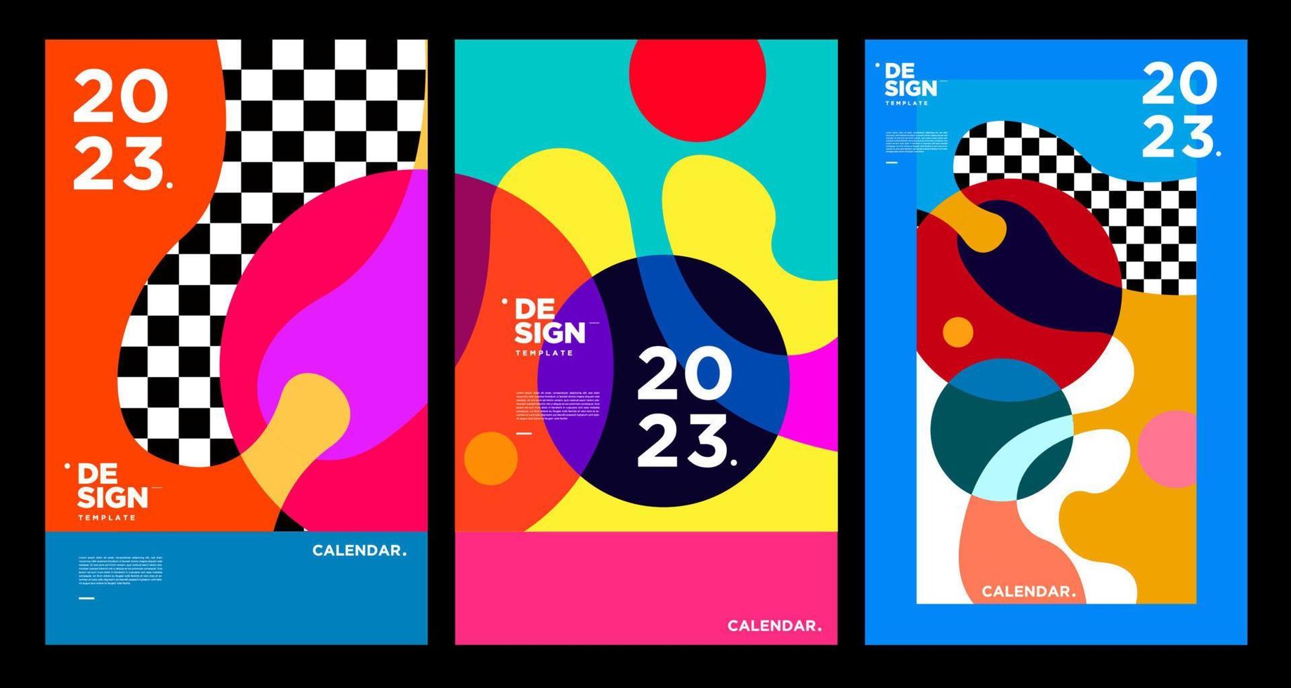 New year 2023 calendar design template with geometric colorful abstract. Vector calendar design.