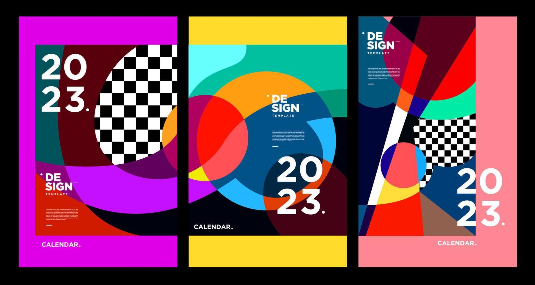 plantilla de diseño de calendario de año nuevo 2023 con abstracto colorido geométrico. diseño de calendario vectorial. vector