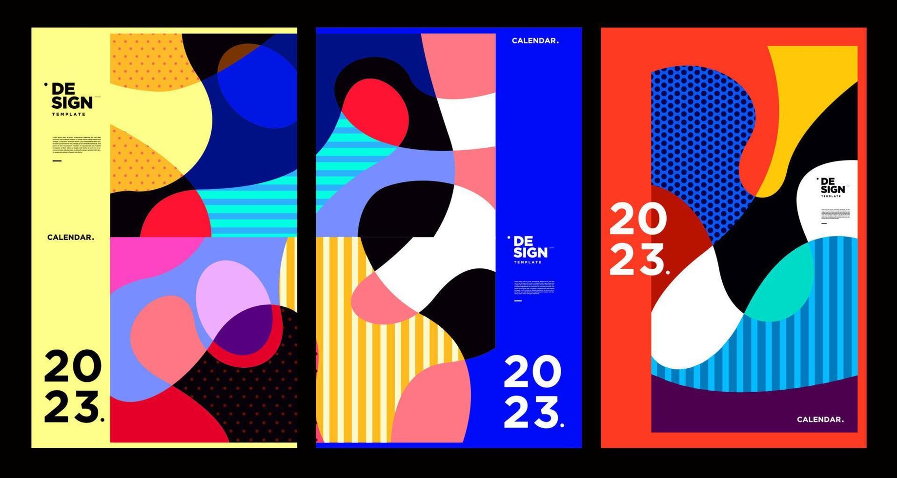 New year 2023 calendar design template with geometric colorful abstract. Vector calendar design.