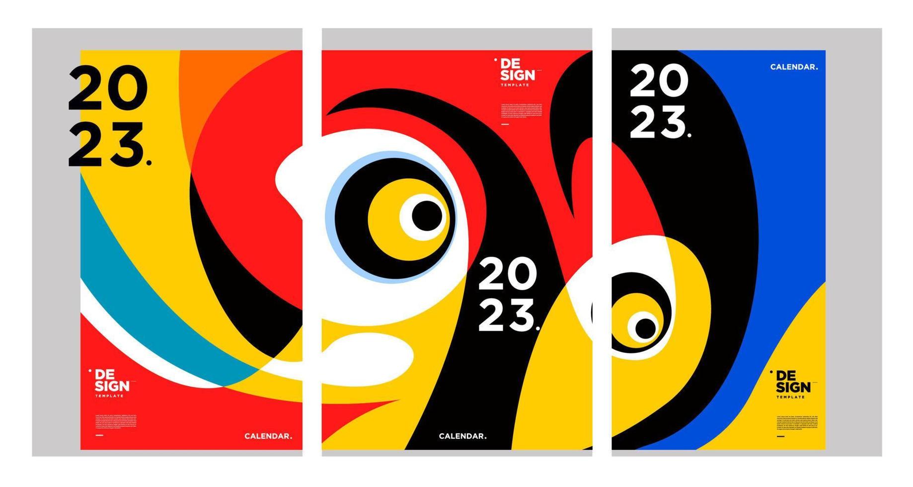 plantilla de diseño de calendario de año nuevo 2023 con abstracto colorido geométrico. diseño de calendario vectorial. vector