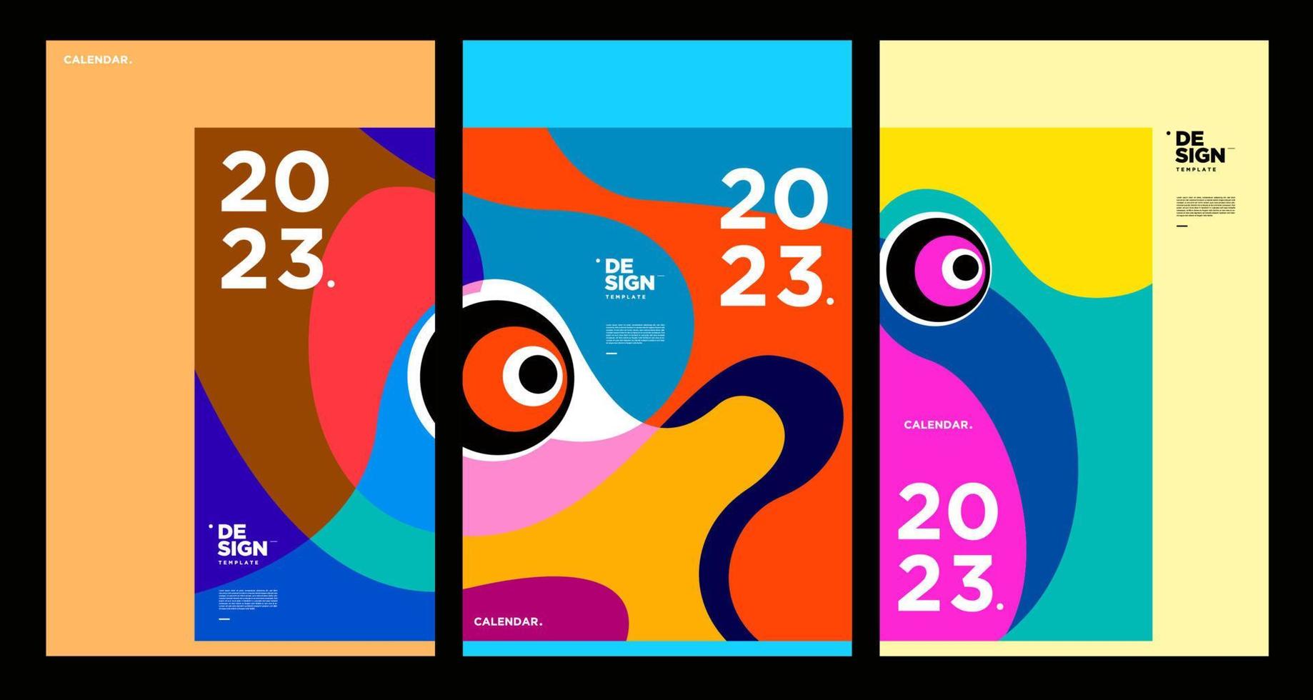 New year 2023 calendar design template with geometric colorful abstract. Vector calendar design.