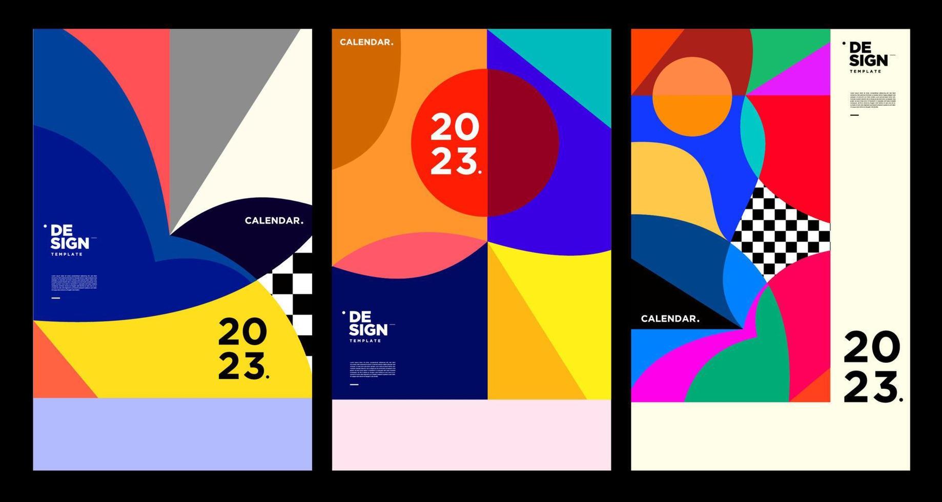 New year 2023 calendar design template with geometric colorful abstract. Vector calendar design.