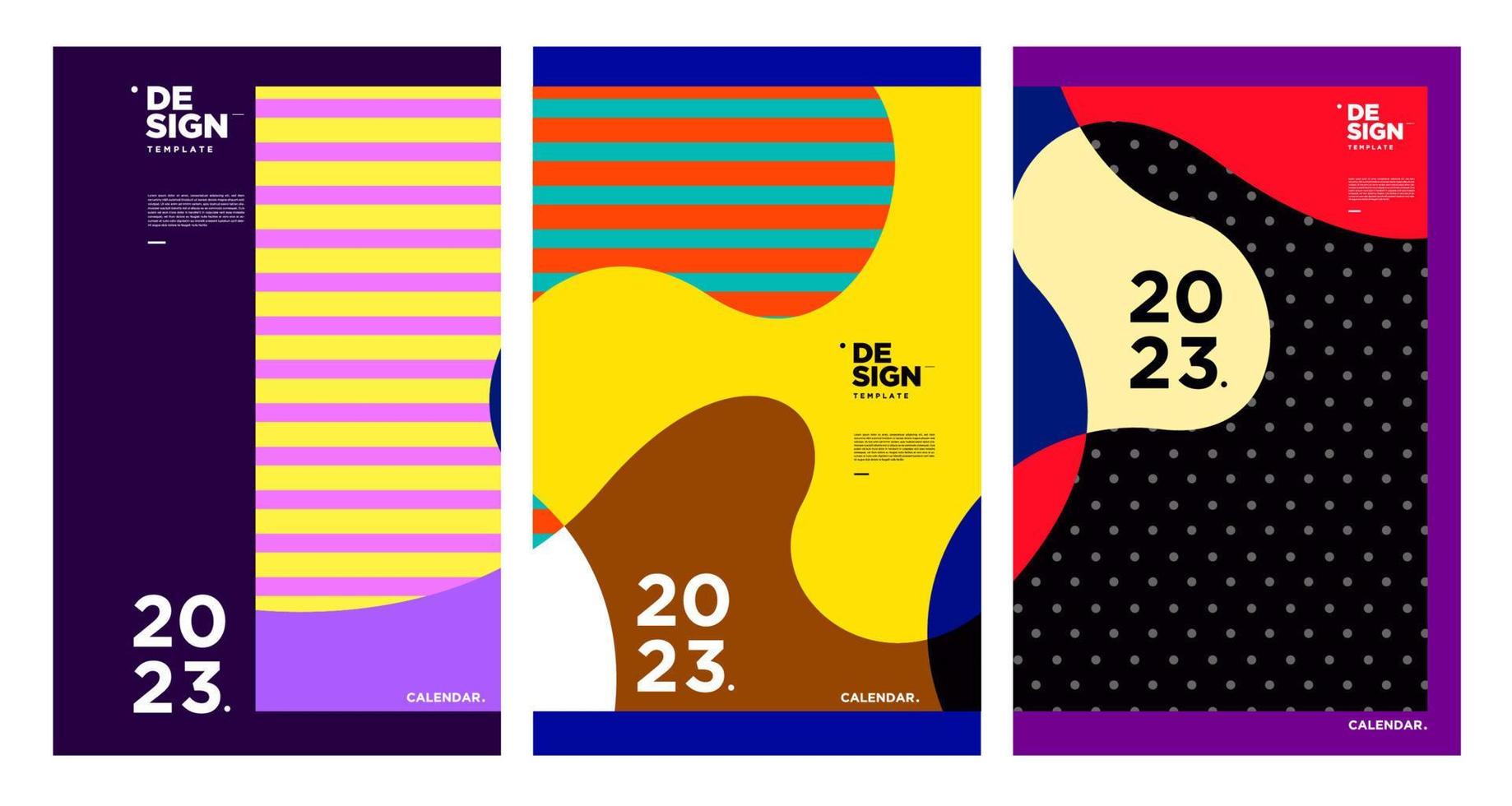 New year 2023 calendar design template with geometric colorful abstract. Vector calendar design.